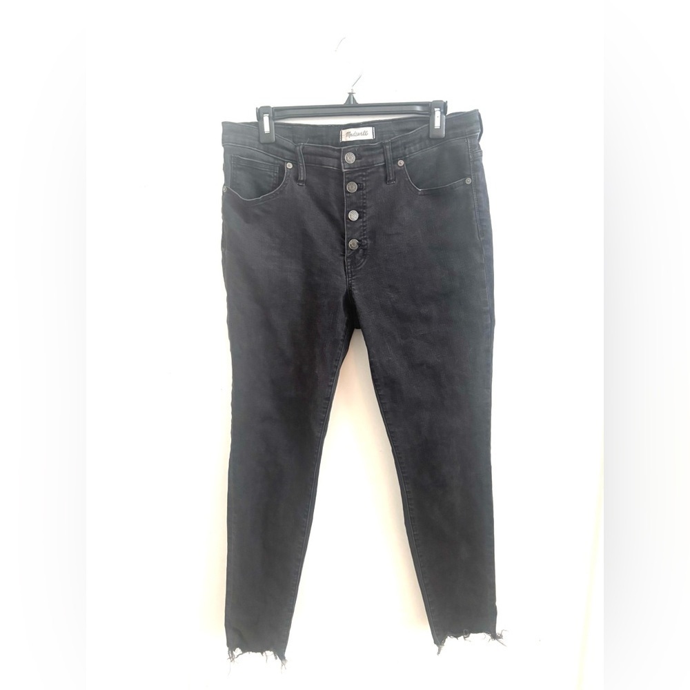 MADEWELL jeans 9” Rise Skinny Berkeley Fringe  Dark Grey  #H3026 Button Front